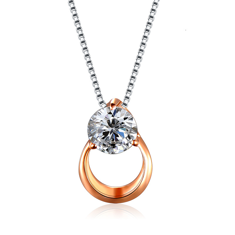 S925 pure silver zircon pendant fashion European and American collarbone chain jewelry necklace