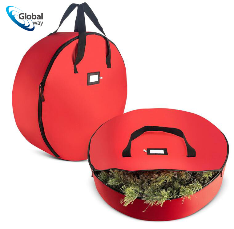 Round shape Christmas 24" waterproof wreath storage bag