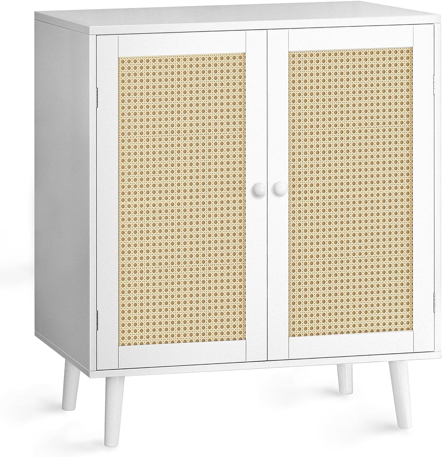 Cabinet with Storage, Storage Cabinet with PE Rattan Decor Doors