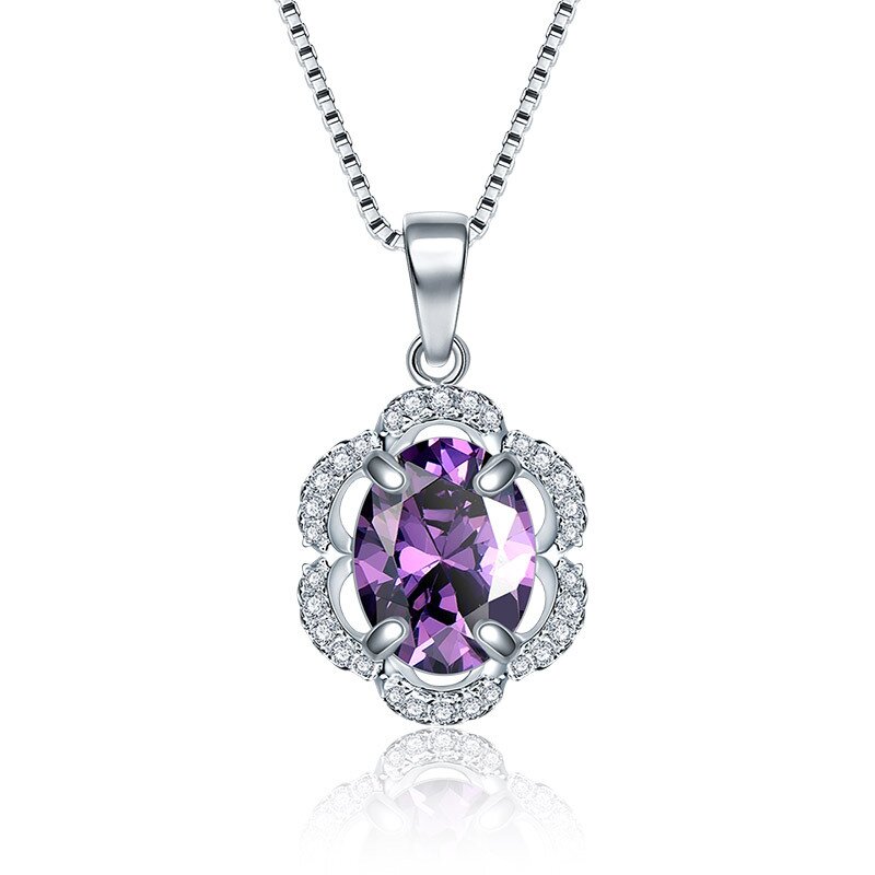 S925 sterling silver necklace with amethyst collar pendant