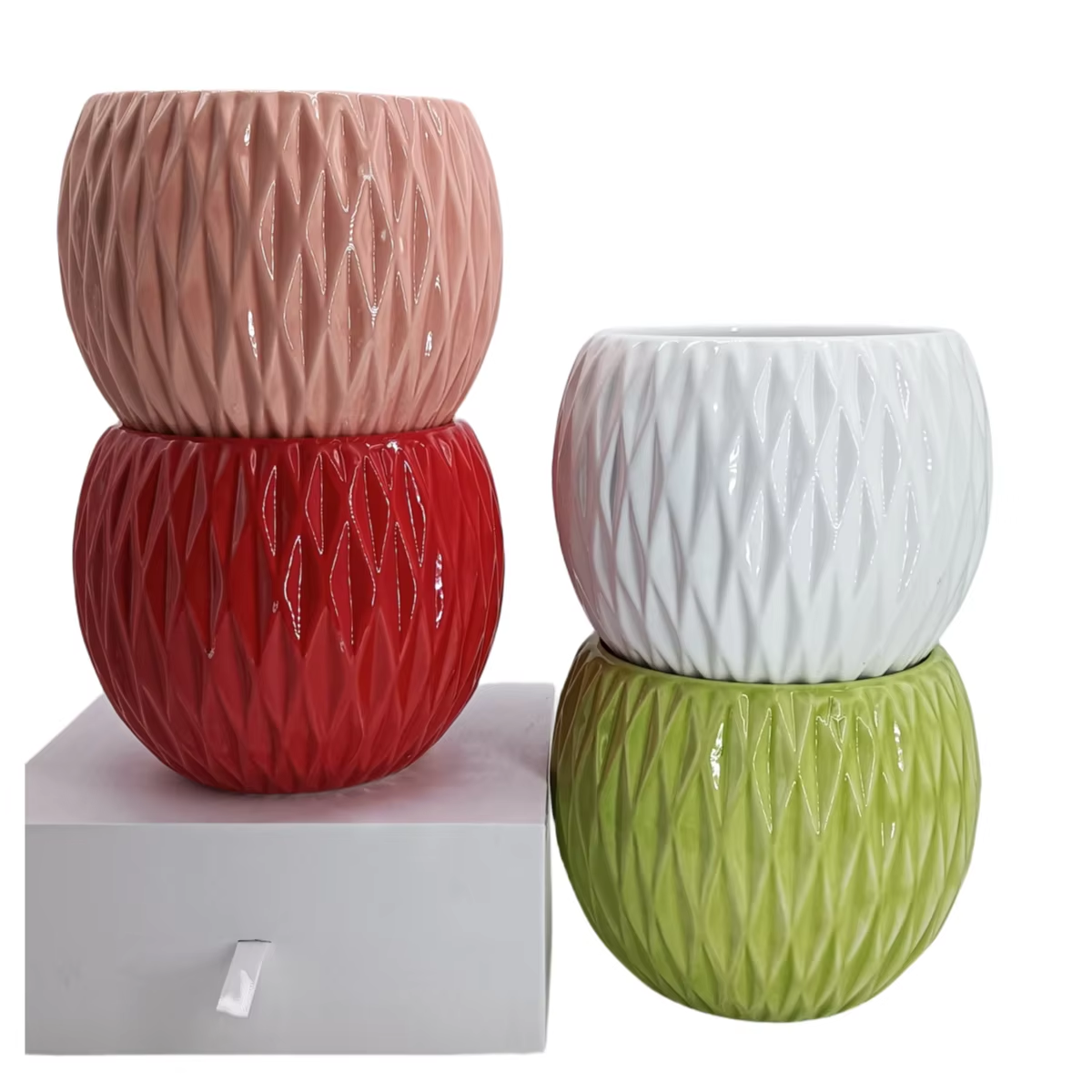 Geometric Surface Ceramic Flower