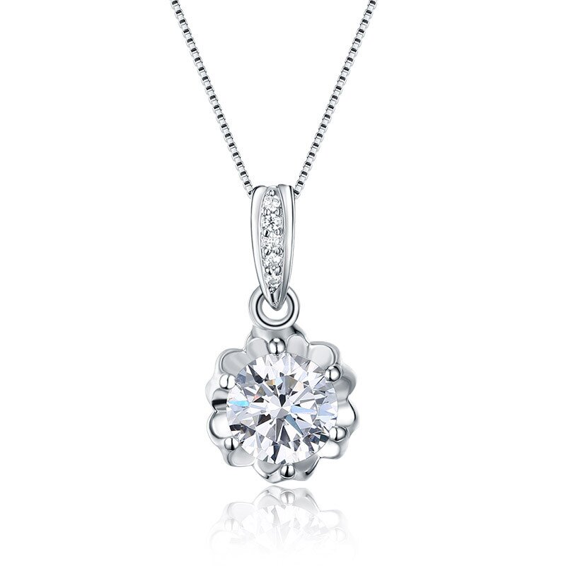 S925 sterling silver Zircon crystal flower collar bone necklace pendant
