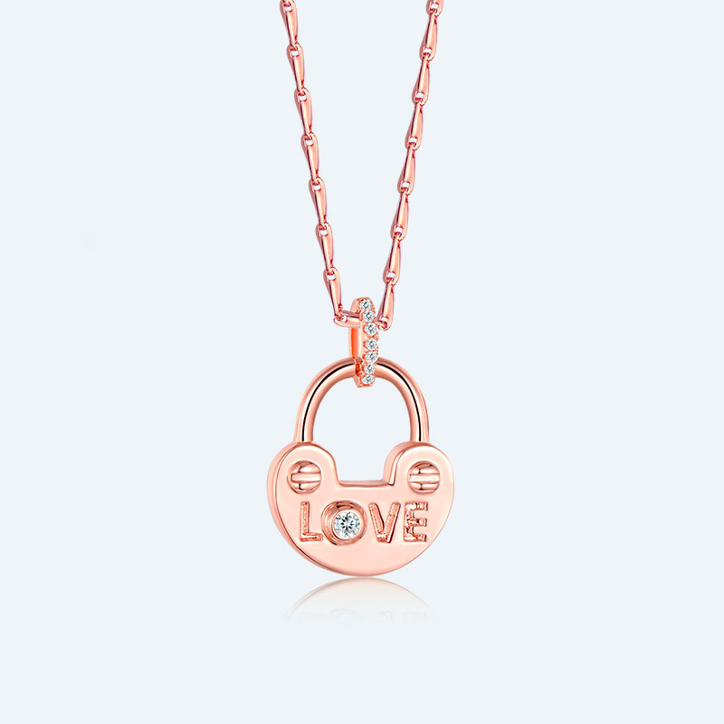 Sterling silver lock Love Pendant Letters English Fashion accessories Gift necklace