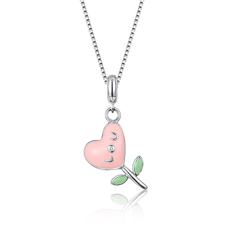 S925 Sterling silver small red heart necklace Heart necklace pendant
