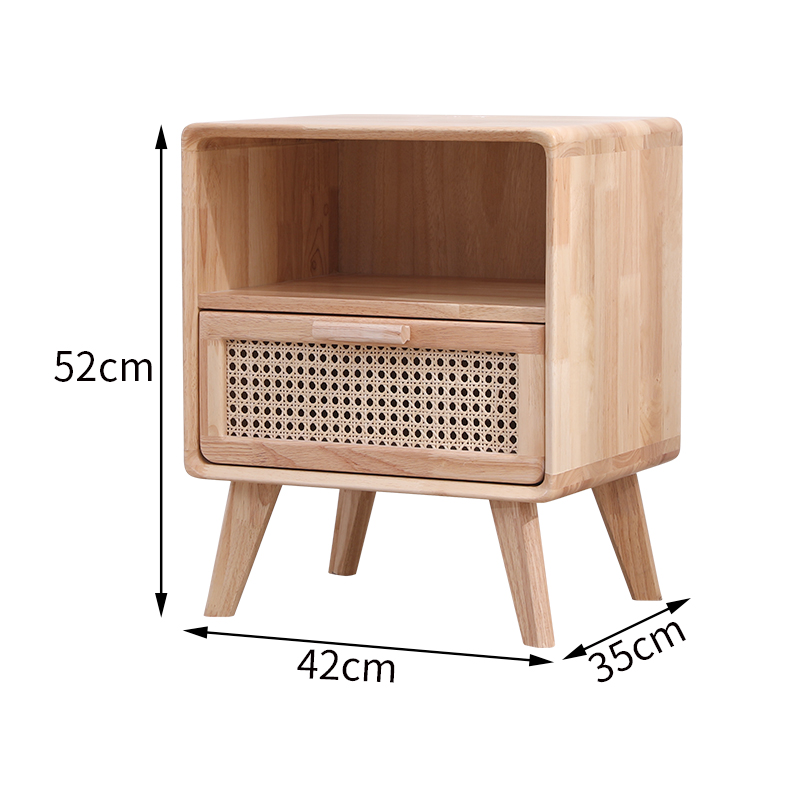 Natural Cabin + Bedside Cabinet + Wicker Storage Cabinet