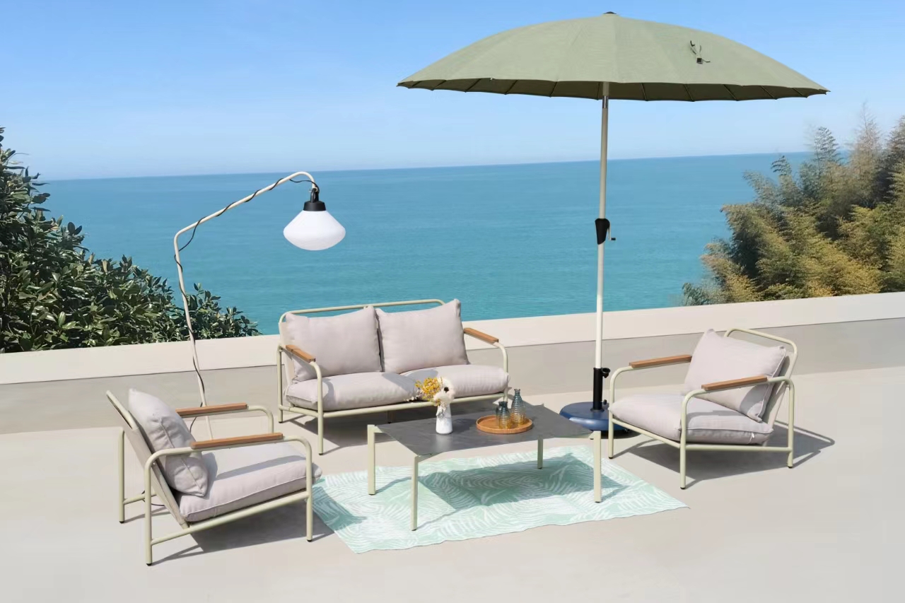 Steel K/D Relaxing Chair Set Of 4, With Polywood Armrest With Round Edge Design