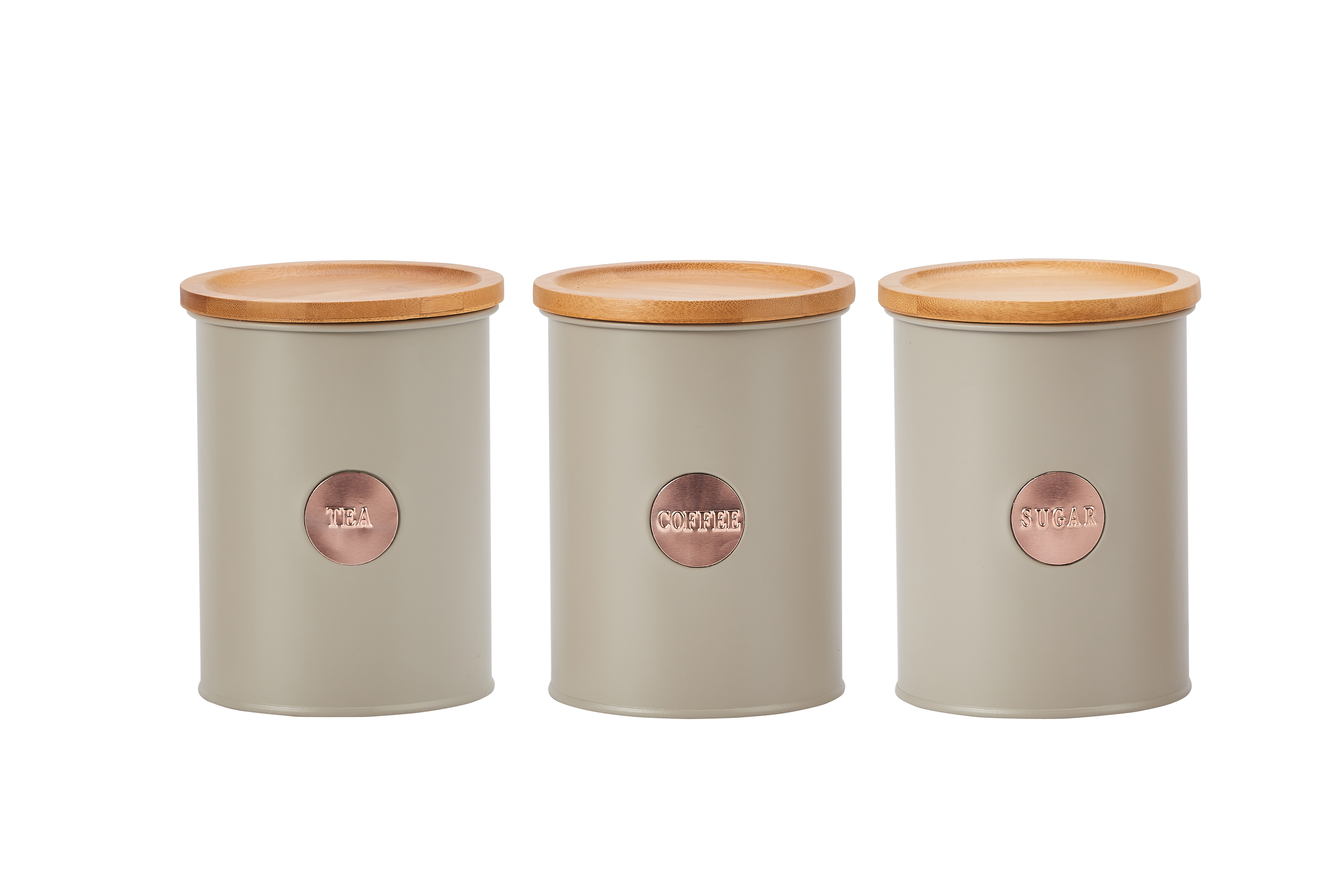 Set Of 3 Round T/C/S Canisters