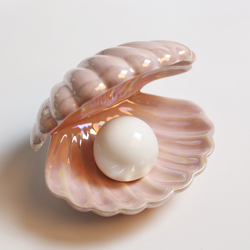 Shell Pearl Nightlight LED Ceramics Desktop Lamp for Bedroom Home Decor Pink