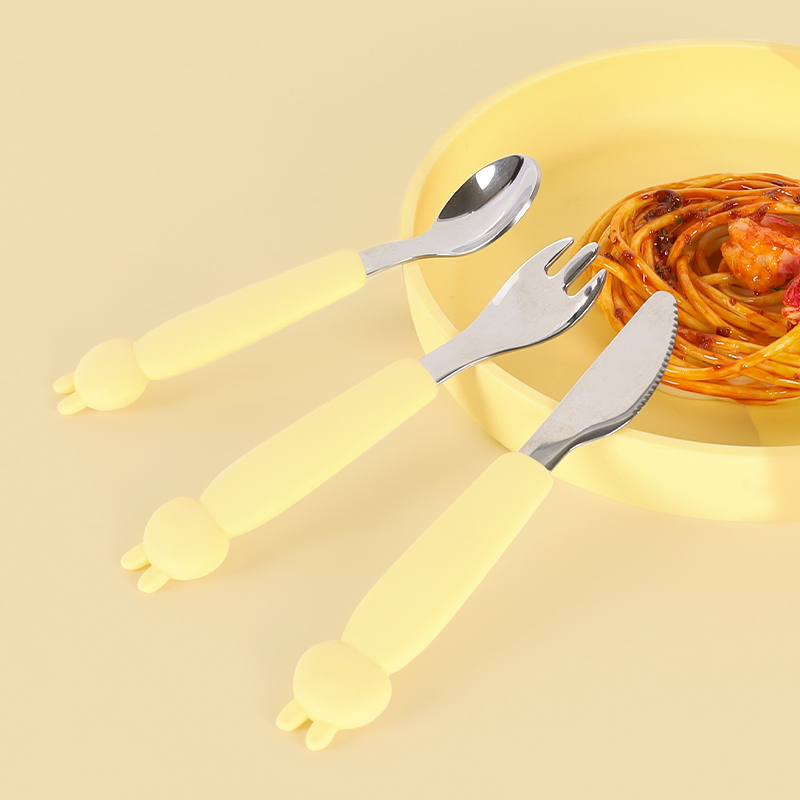 KASU EP016/EP017 Rabbit Cat Shape Silicone Baby Spoon Fork