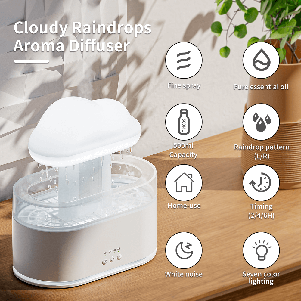 7-Color Lights Rain Cloud Humidifier Raindrop Raincloud Essential Oil Diffuser Rainy Aroma Diffusor