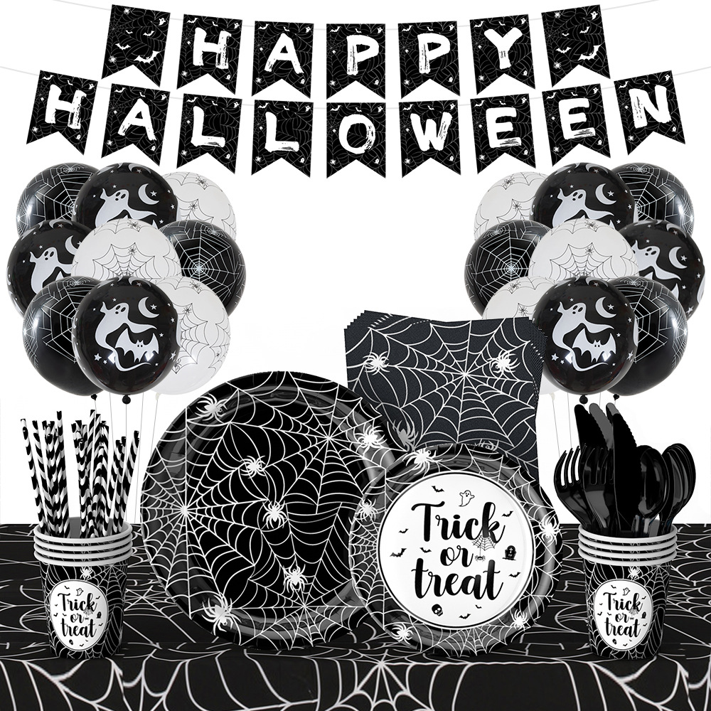 Halloween Spider Web Disposable Paper Tableware