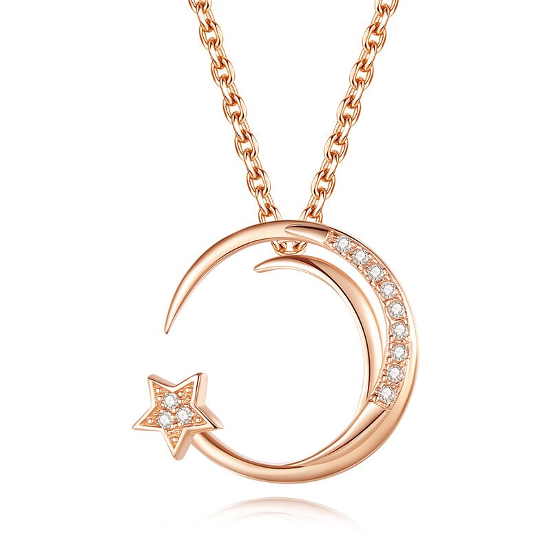 S925 Sterling Silver Star Moon girls personality trend jewelry simple collarbone necklace