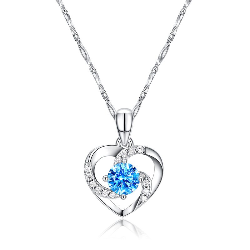 S925 sterling silver heart heart pendant Korean fashion simple collar bone necklace