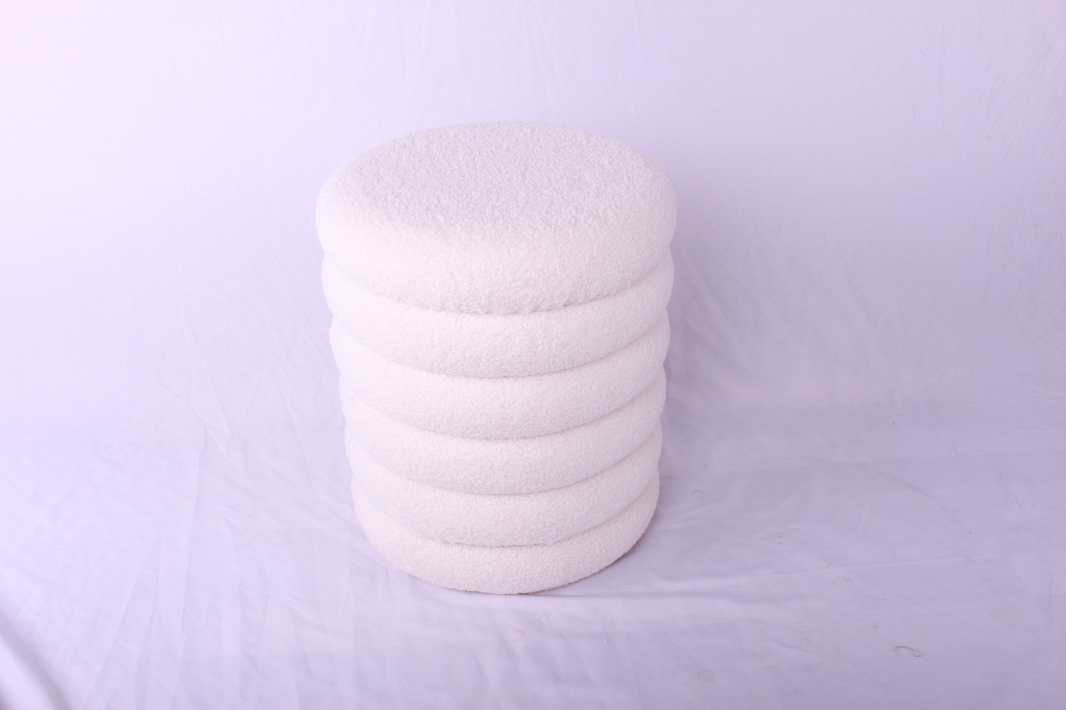 Vente-unique Stool in cream boucle fabric