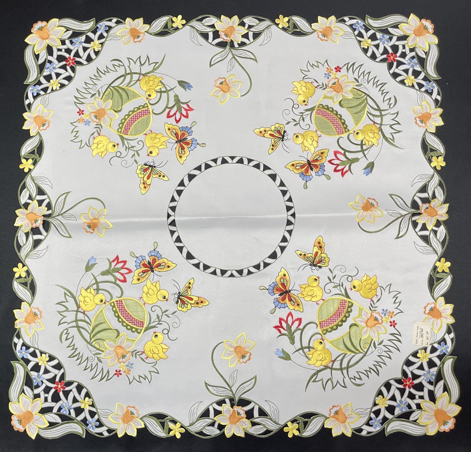 Easter egg and butterfly cutwork table cloth
