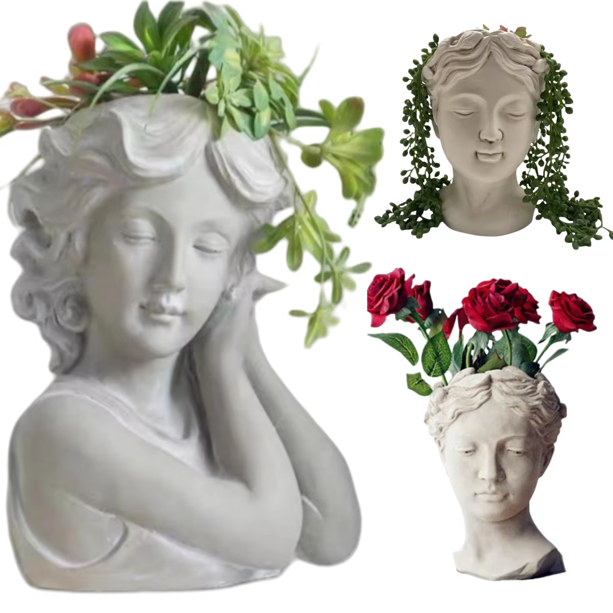 Cement Face Vase