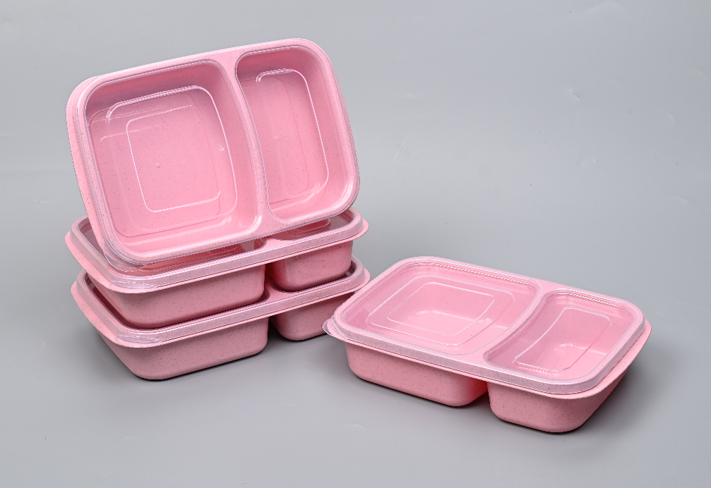 2 compartment wheat straw lunch box