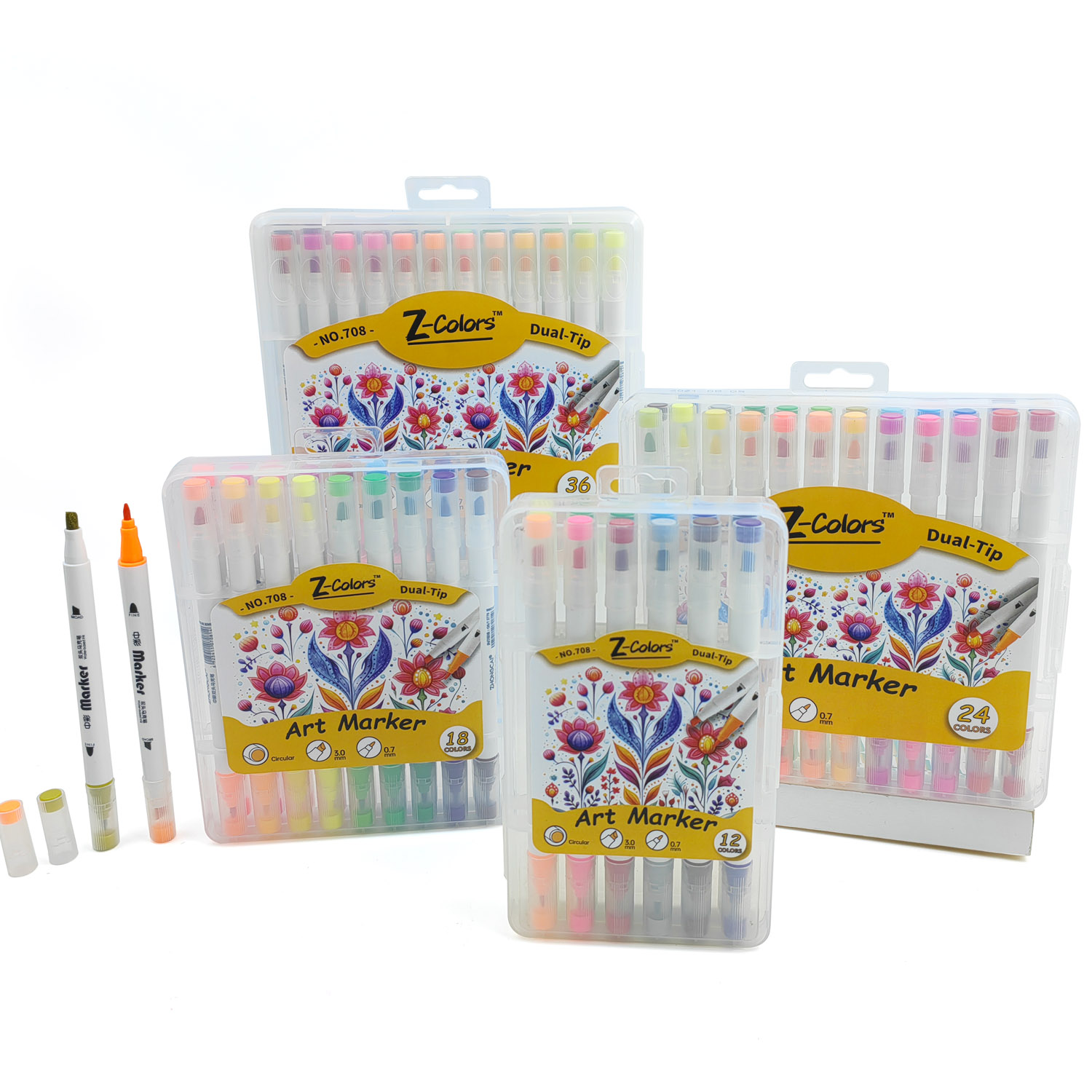Z-Colors 708 Round barrel dual tip Marker Pen Factory wholesale customized