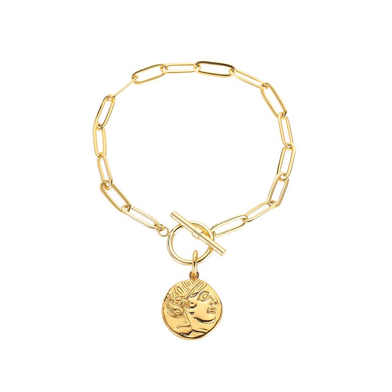 American gold hip hop metal chain Ins wind simple bracelet