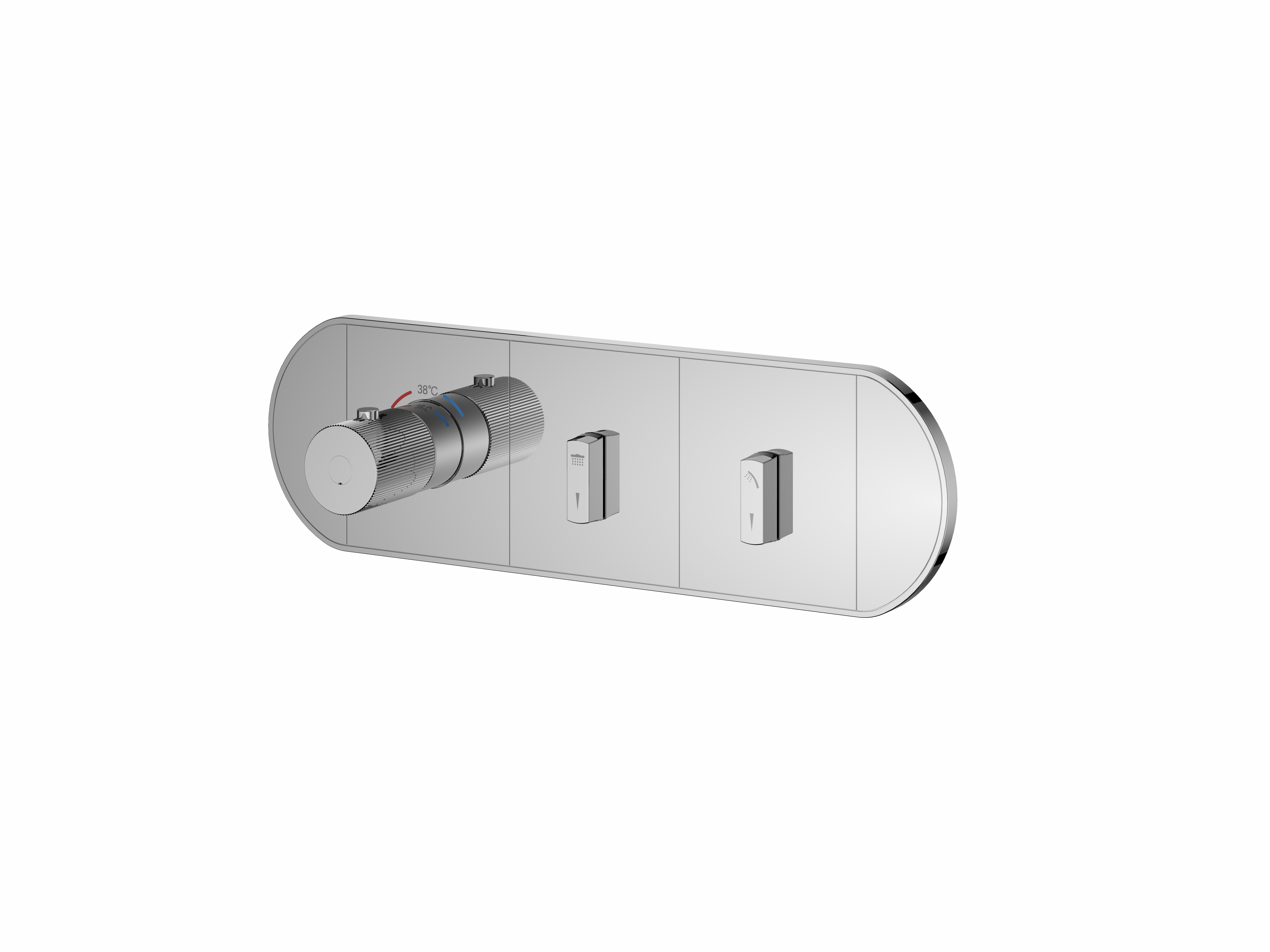 FLOVA Thermostatic shower mixer with 3 GoSlide control buttons and bottom outlet