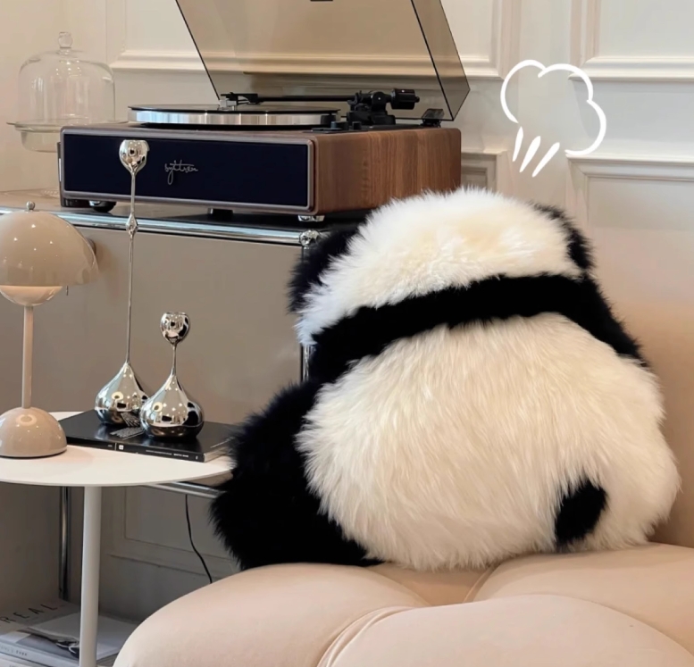 Real wool panda back pillow ins cute doll cushion sofa cushion internet famous doll