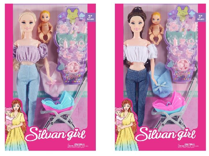 Bendable dolls with clothes, pets, accessories