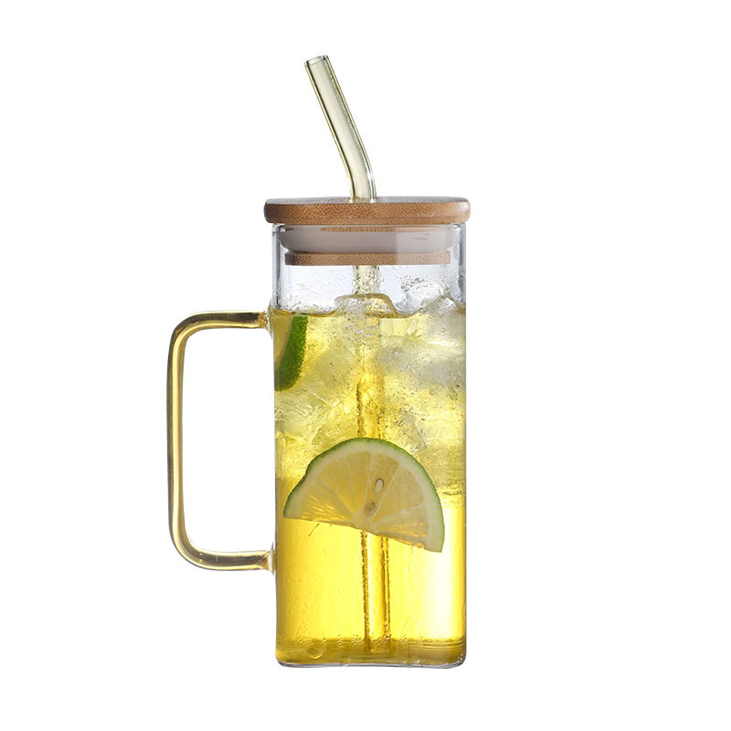 Straw cup with bamboo lid