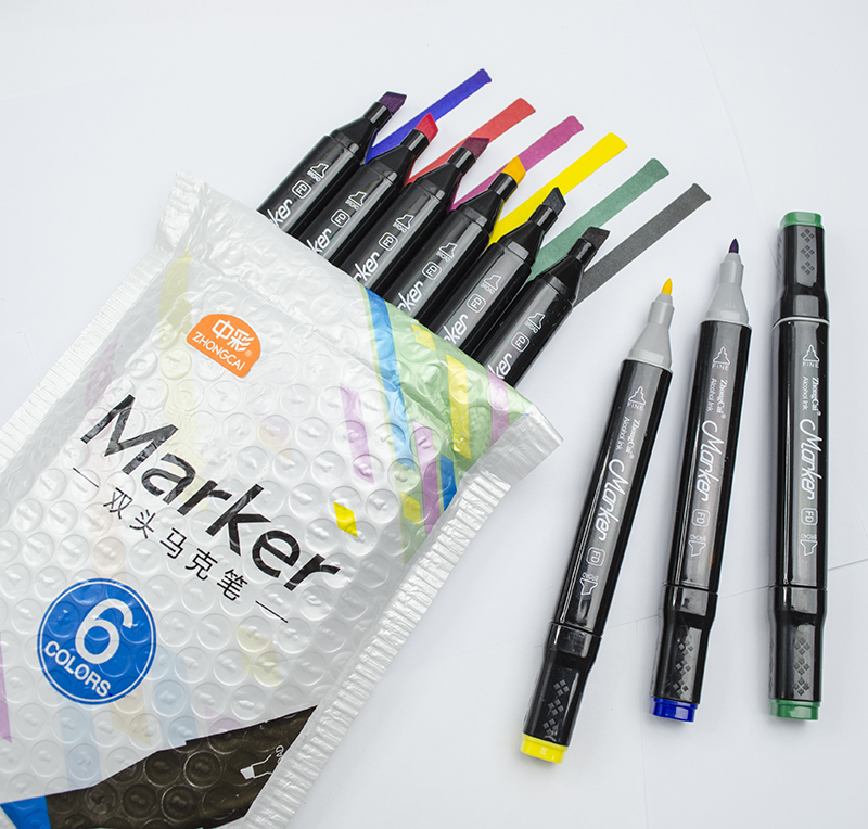 702P Square barrel dual tip Marker Pen