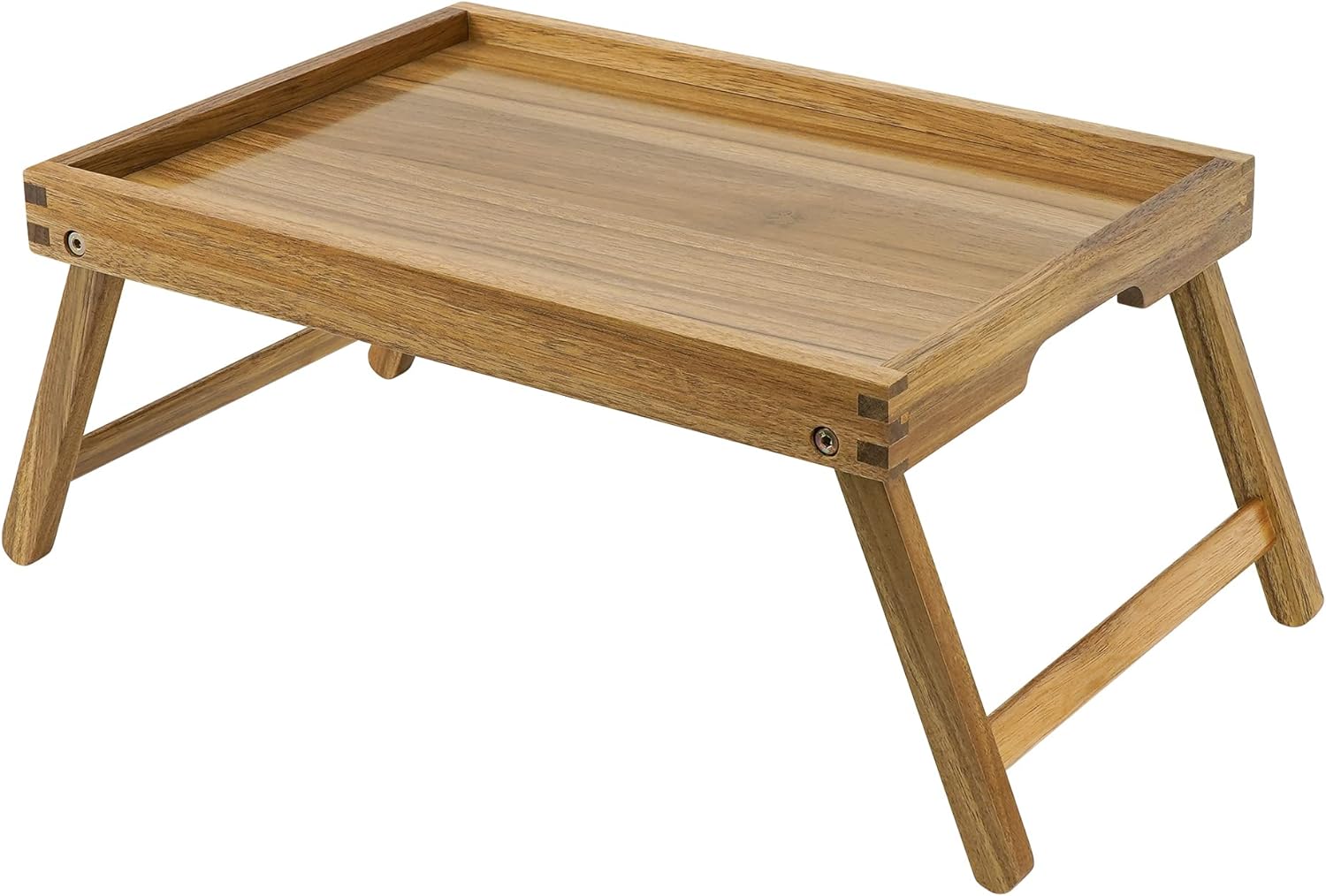 Bed Table Tray, Wooden Breakfast Tray with Folding Legs