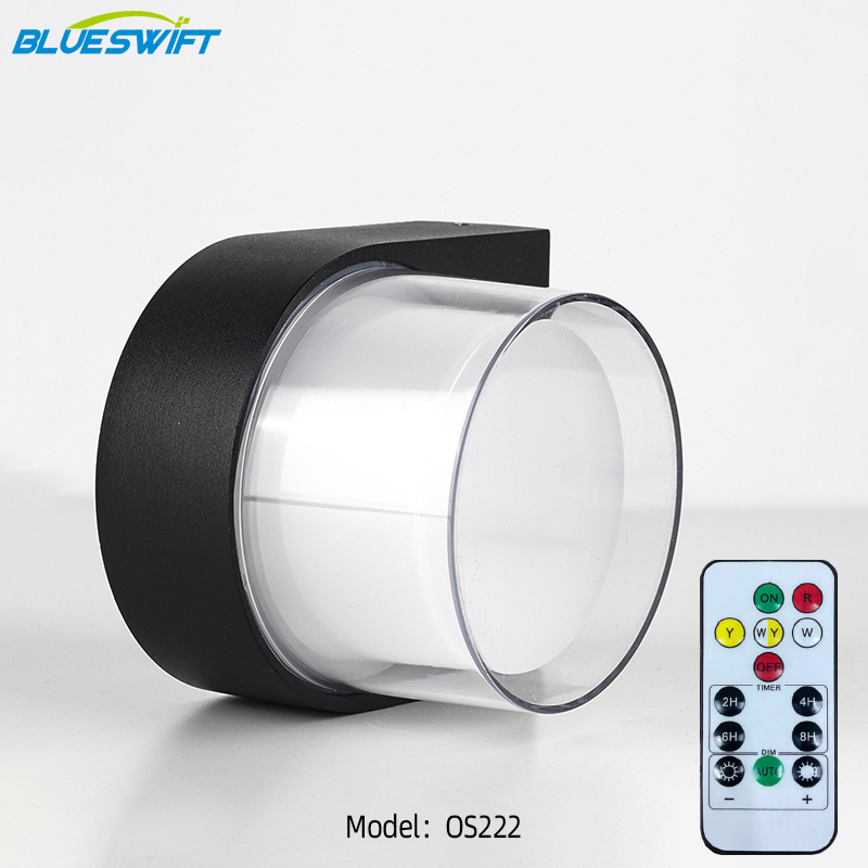 High quality wall lamp hotel villa courtyard remote dimming rechargeable solar wall washer ligh