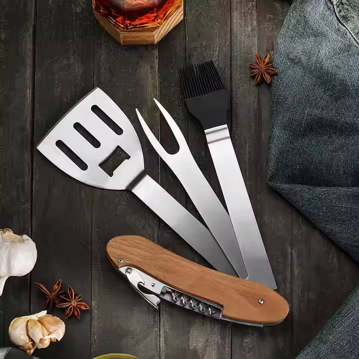 5 in 1 BBQ Multi Tool with WOODEN handle