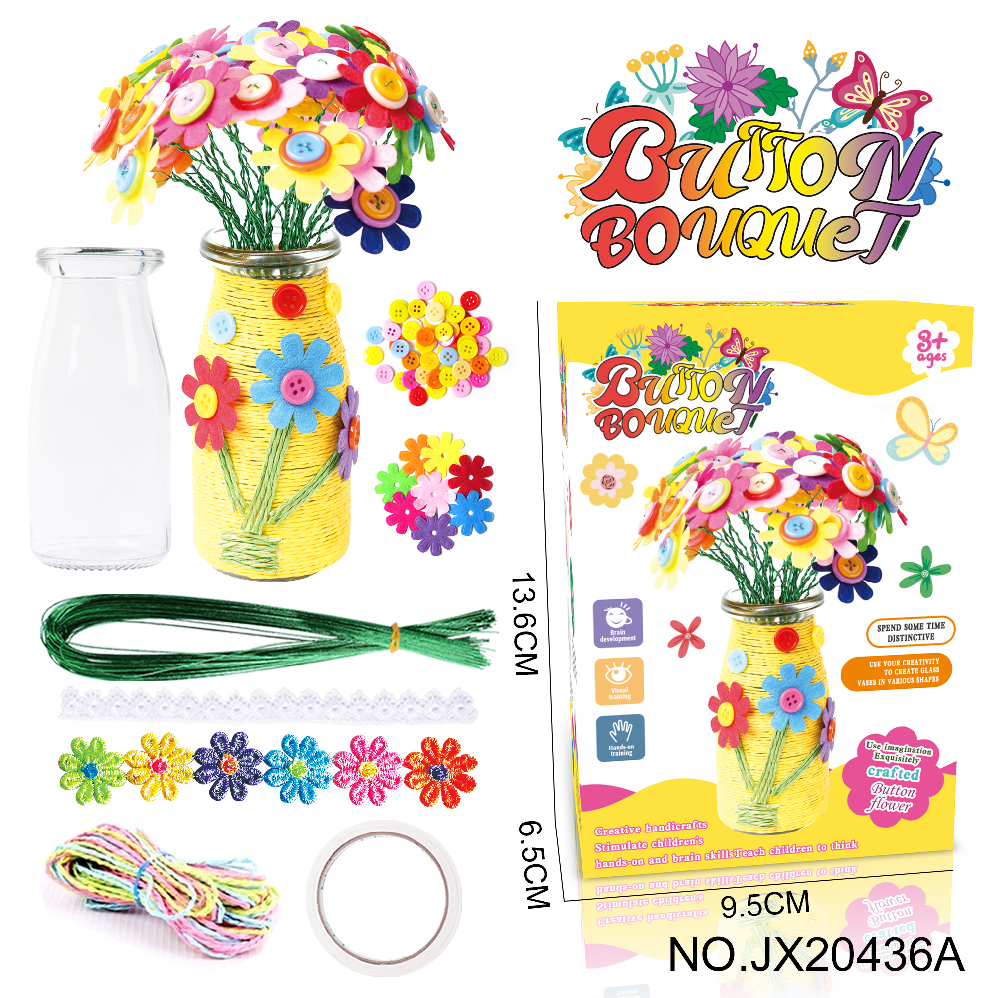 DIY Button Bouquet - Sunflower (single pack, 40 pieces)