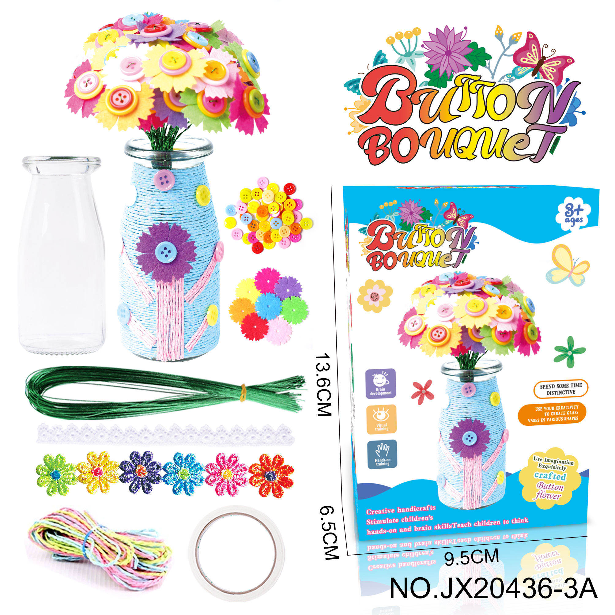 DIY Button Bouquet - Carnations (single pack, 40 pieces)