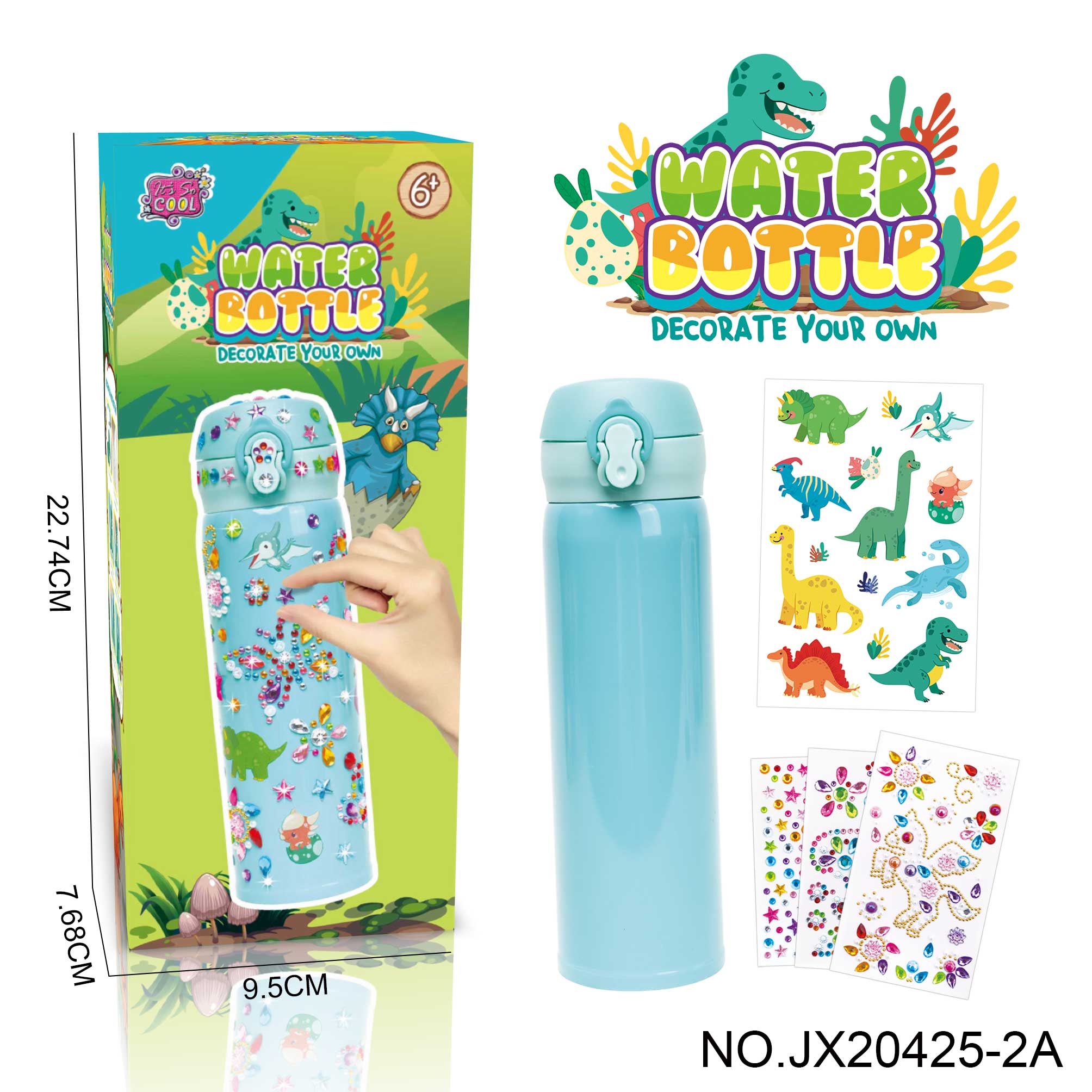 DIY stick diamond green thermos - Dinosaur