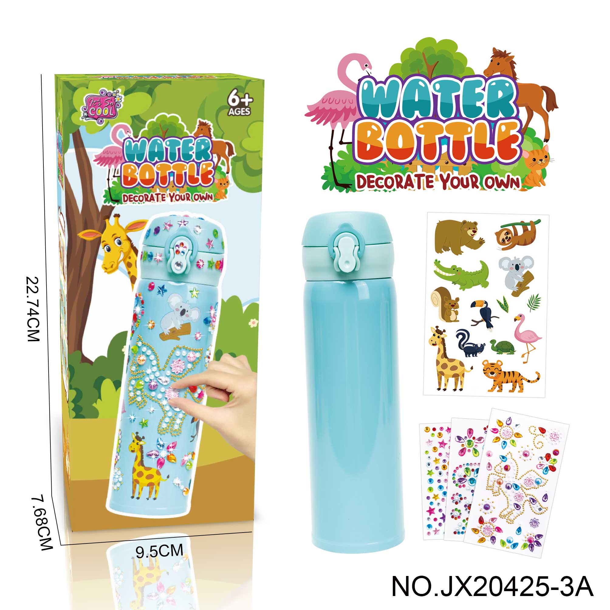 DIY stick diamond green thermos bottle - animal
