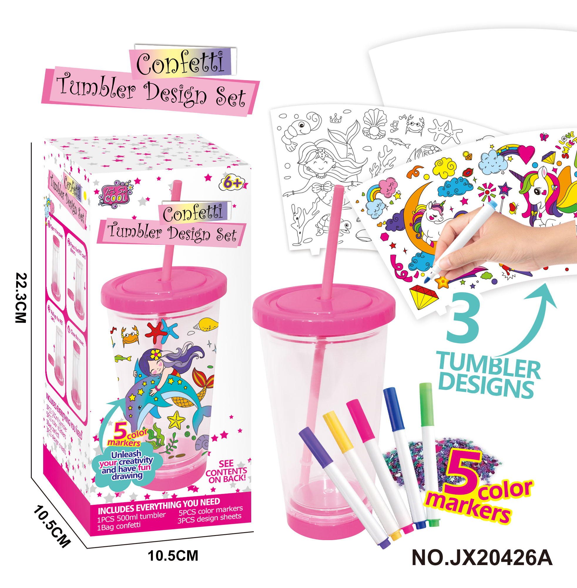 DIY Graffiti Pink Double sippy Cup - Unicorn/Mermaid collection