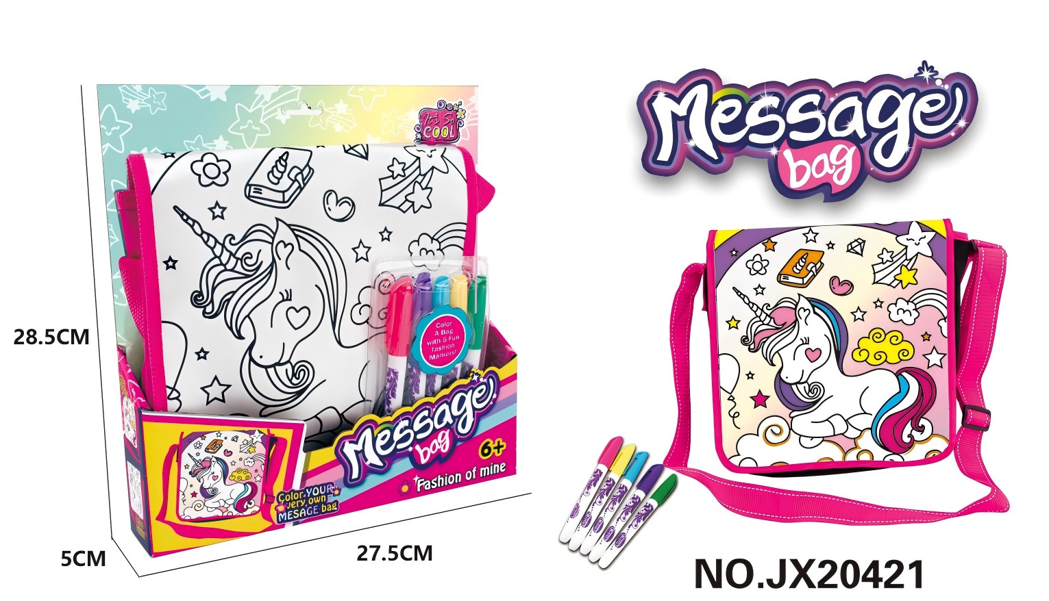 Unicorn -DIY Painted Watercolor Backpack (5 color washable Pen)