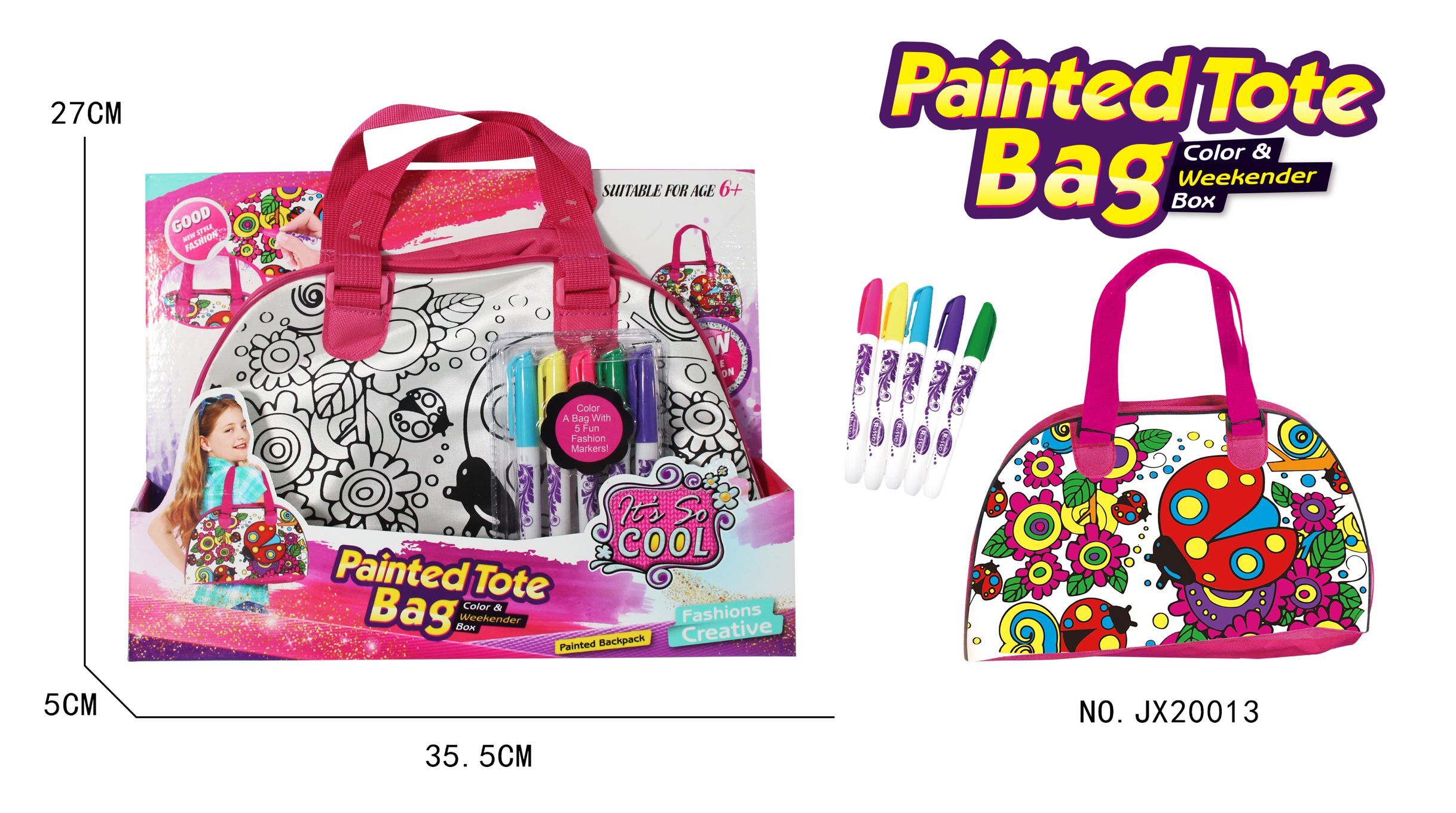 Seven-star Ladybird - DIY Painted Watercolor Handbag (5 color washable Pen)