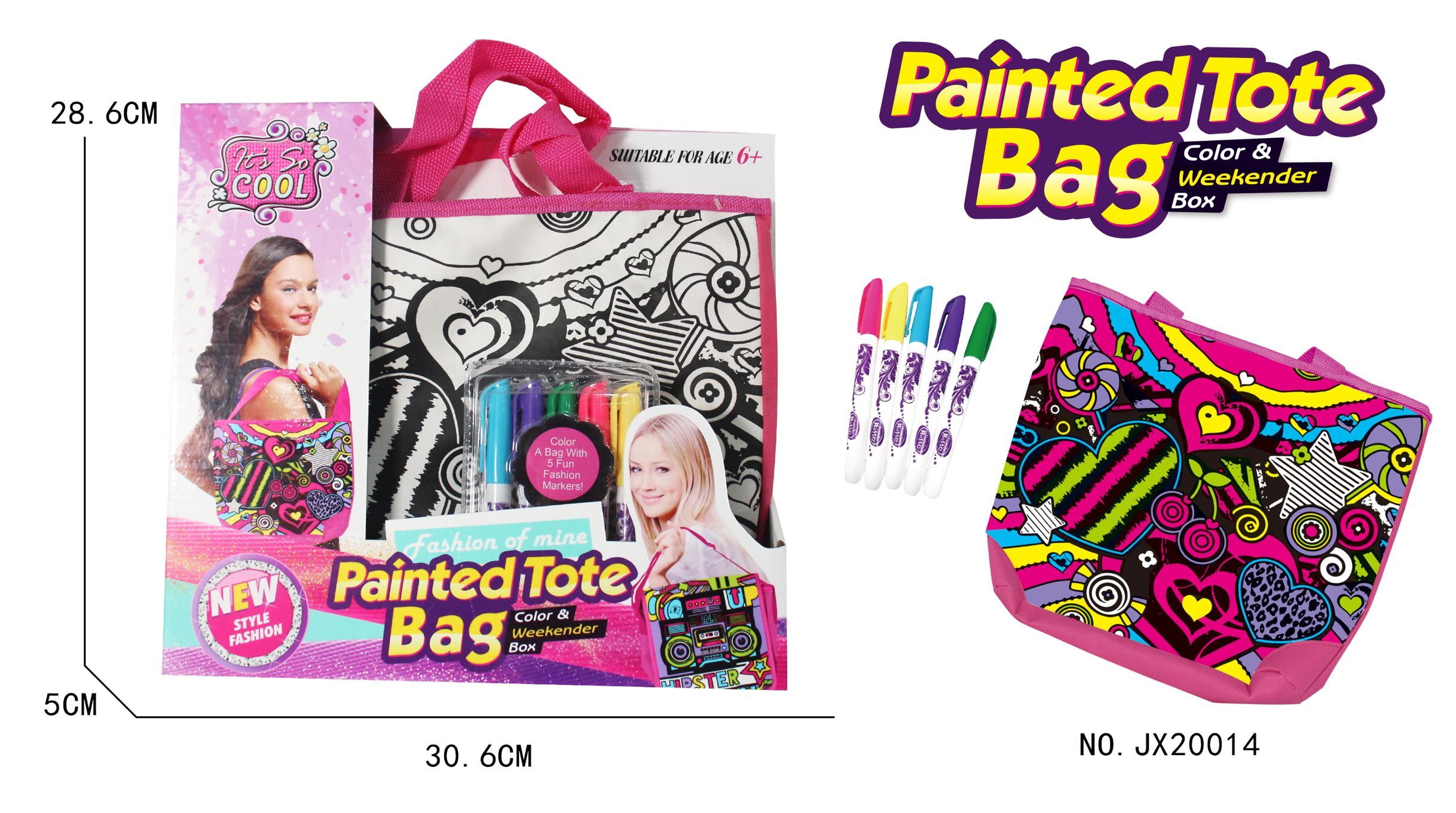 Cherry -DIY Painted Watercolor Handbag (5 color washable Pen)