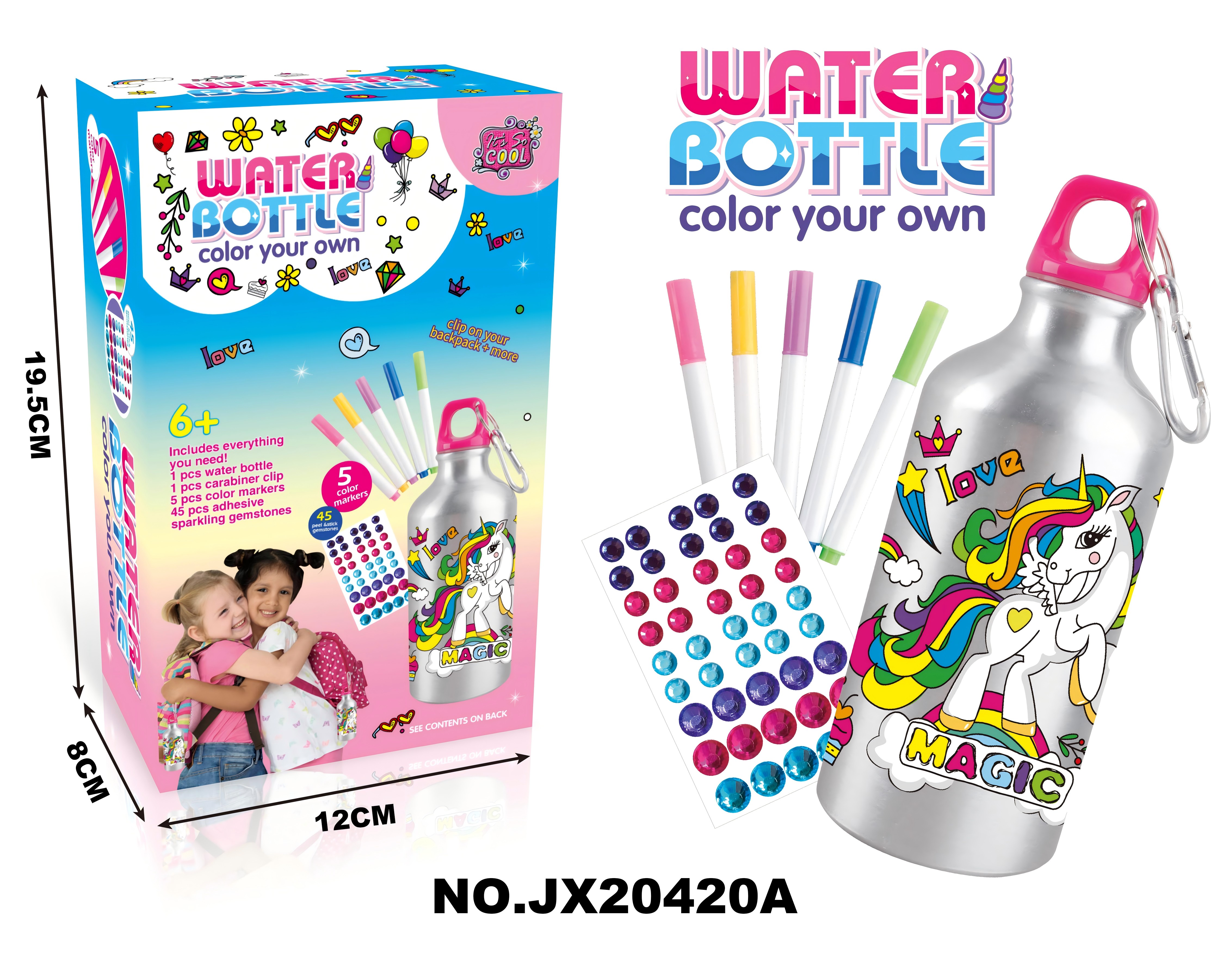 DIY Unicorn Doodle Bottle (500ML 5-color Watercolor pen)