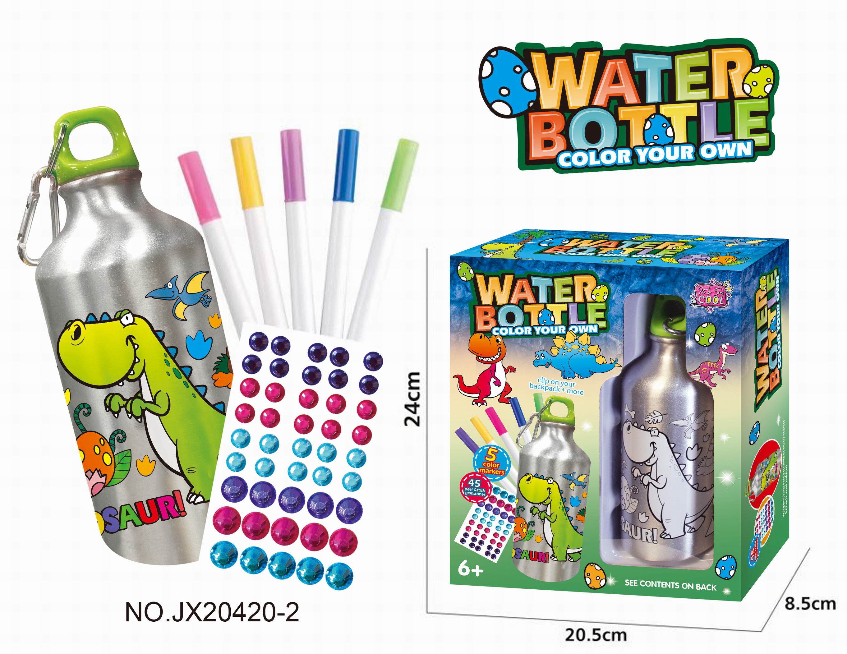 DIY Dinosaur Doodle Water Bottle (500ML 5-color watercolor pen)