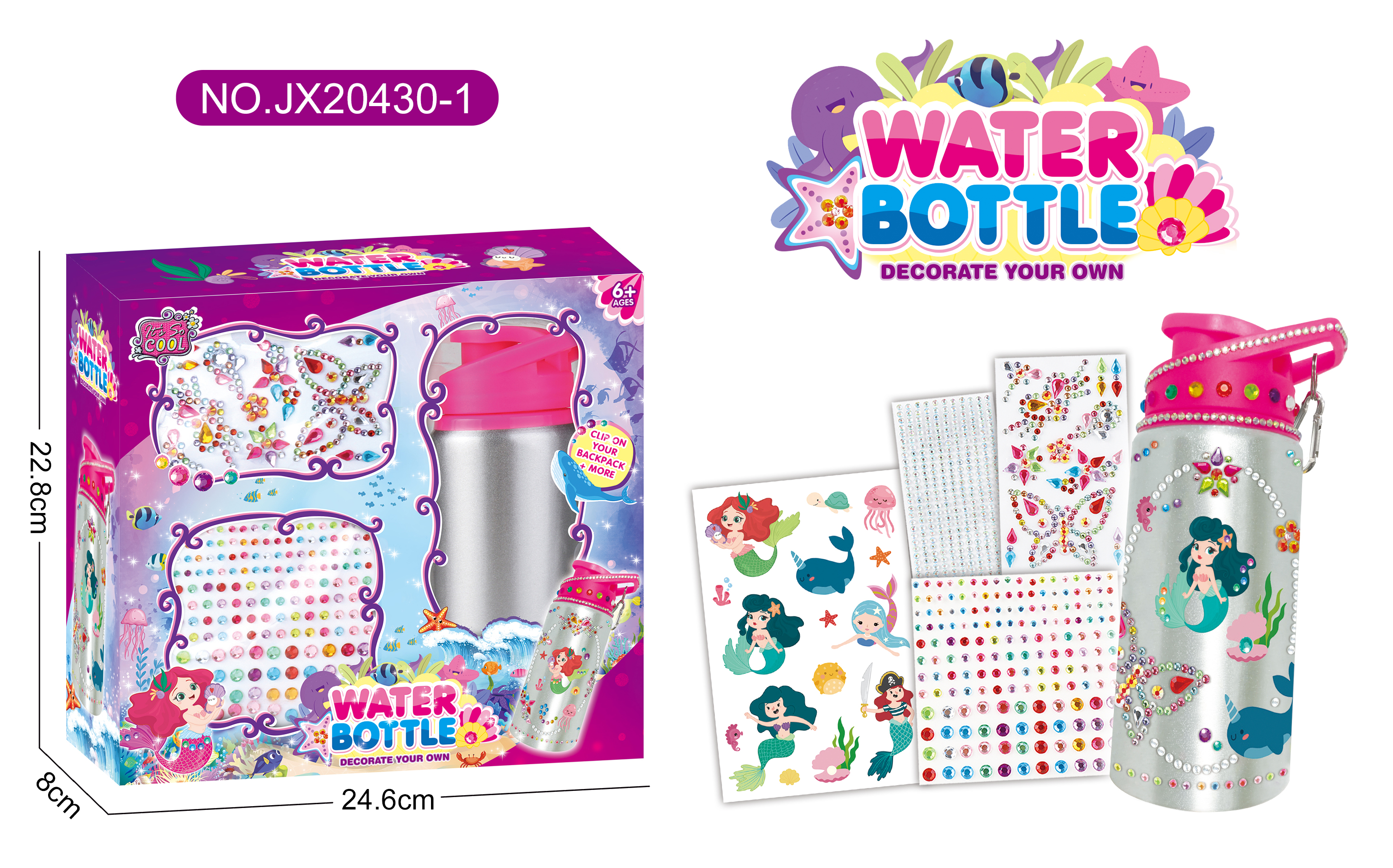 DIY stick diamond water bottle - Mermaid