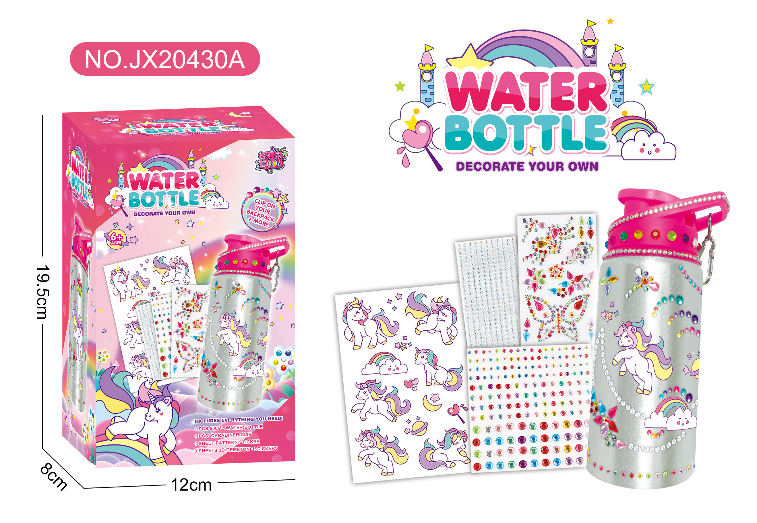 DIY stick diamond water bottle - Unicorn