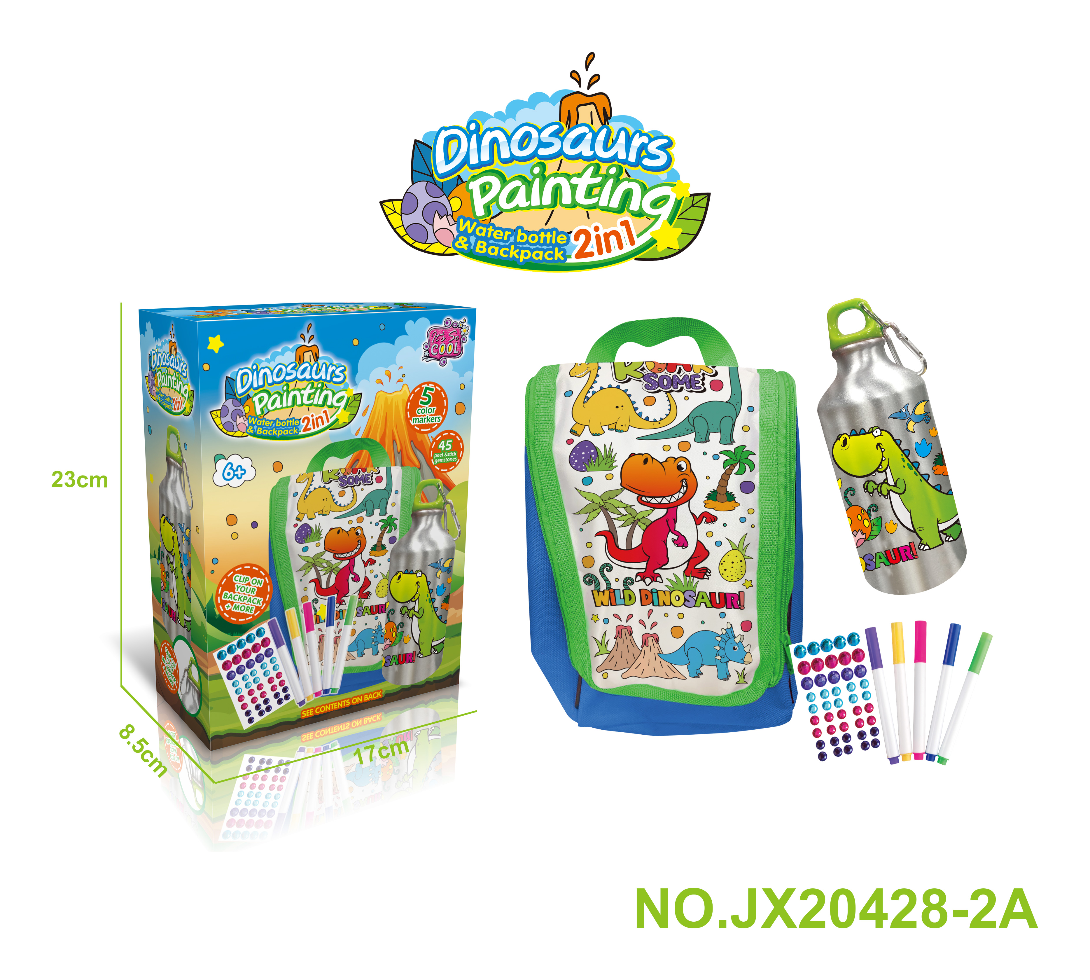 Dinosaur Series -2 in 1 Graffiti water bottle + handbag