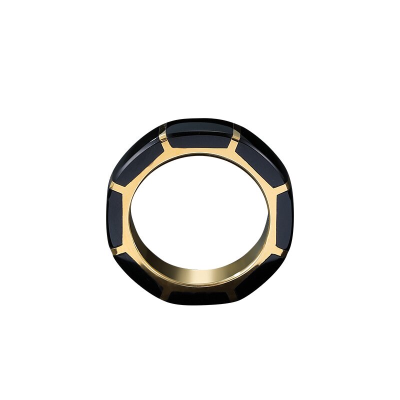 925 Sterling silver men's European and American fashion natural obsidian ins personality ring