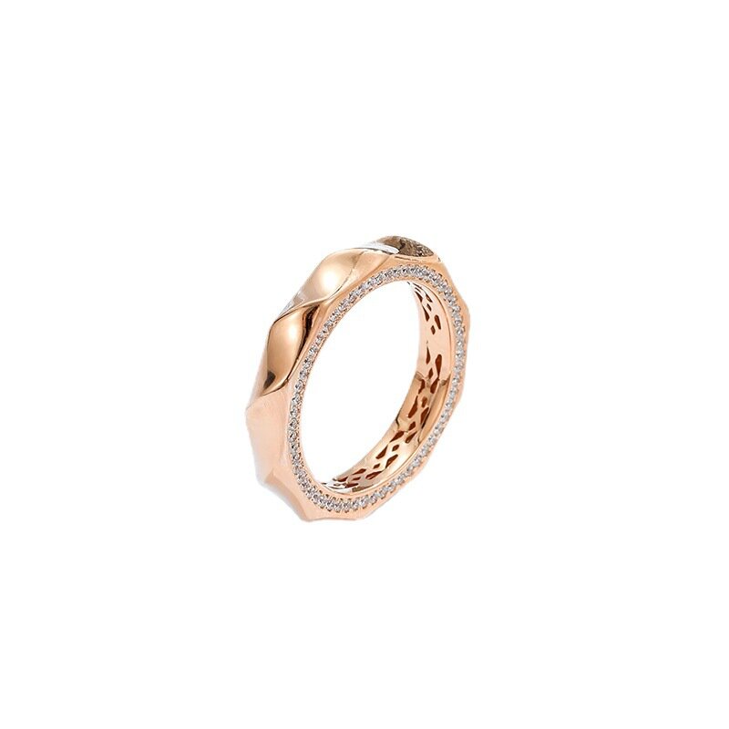 Zircon gold plated female ins cold wind simple ring