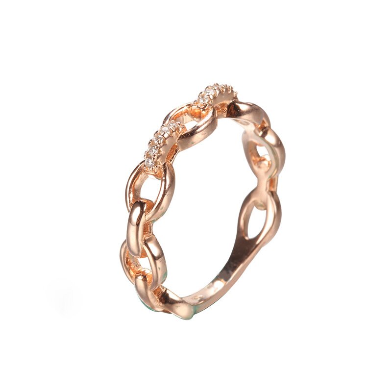 Hollow zircon female Ins Europe and America simple plated rose gold ring