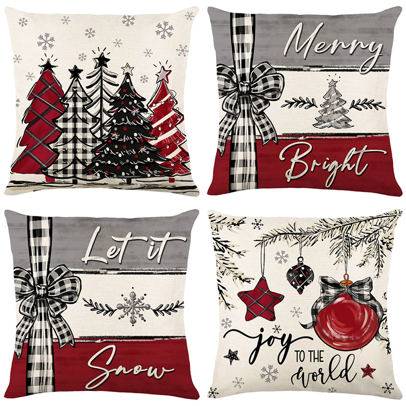 Christmas Pillowcase New Christmas Tree Snowman Printed Pillowcase Cross border Home Sand Pillowcase