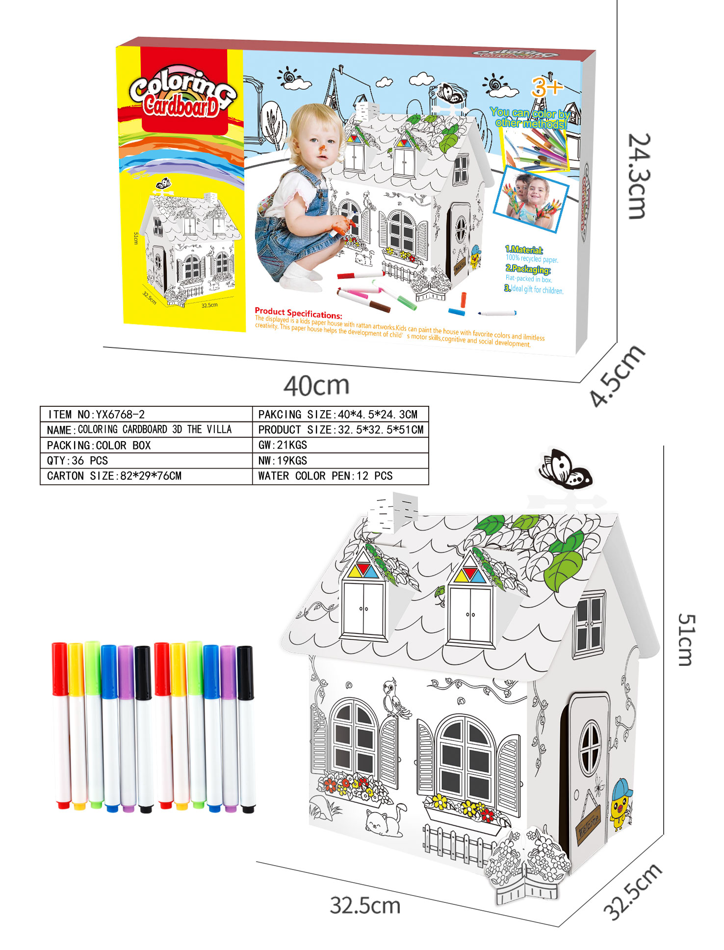 Creative Graffiti -DIY three-dimensional Composite Villa (12 watercolor pens)