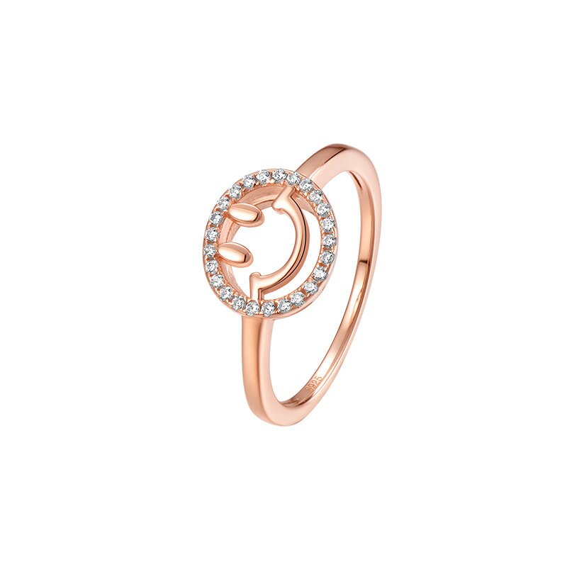 S925 sterling silver smiley Zircon female Instagram Japan and South Korea simple personality ring